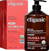 Vista 1 de Cliganic Aceite de jojoba orgánico de 16 onzas, 100% puro, a granel, natural prensado en frío sin hexano sin refinar para cabello y cara, aceite