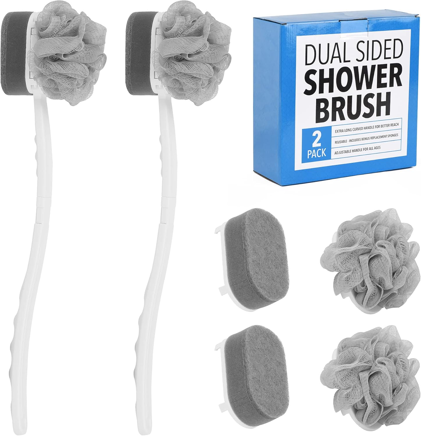 IMPRESA [2 Pack] Extra Long Handled Scrub Brush for Shower