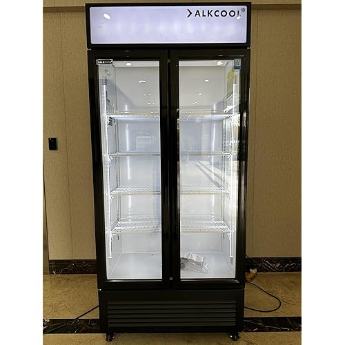 Commercial Beverage Refrigerator Display Fridge, Two Glass Door Upright Drink Cooler with LED Light Adjustable Shelves,ETL Sanitation,18.5 Cu Ft,35.6" Wide(Hinge Door
