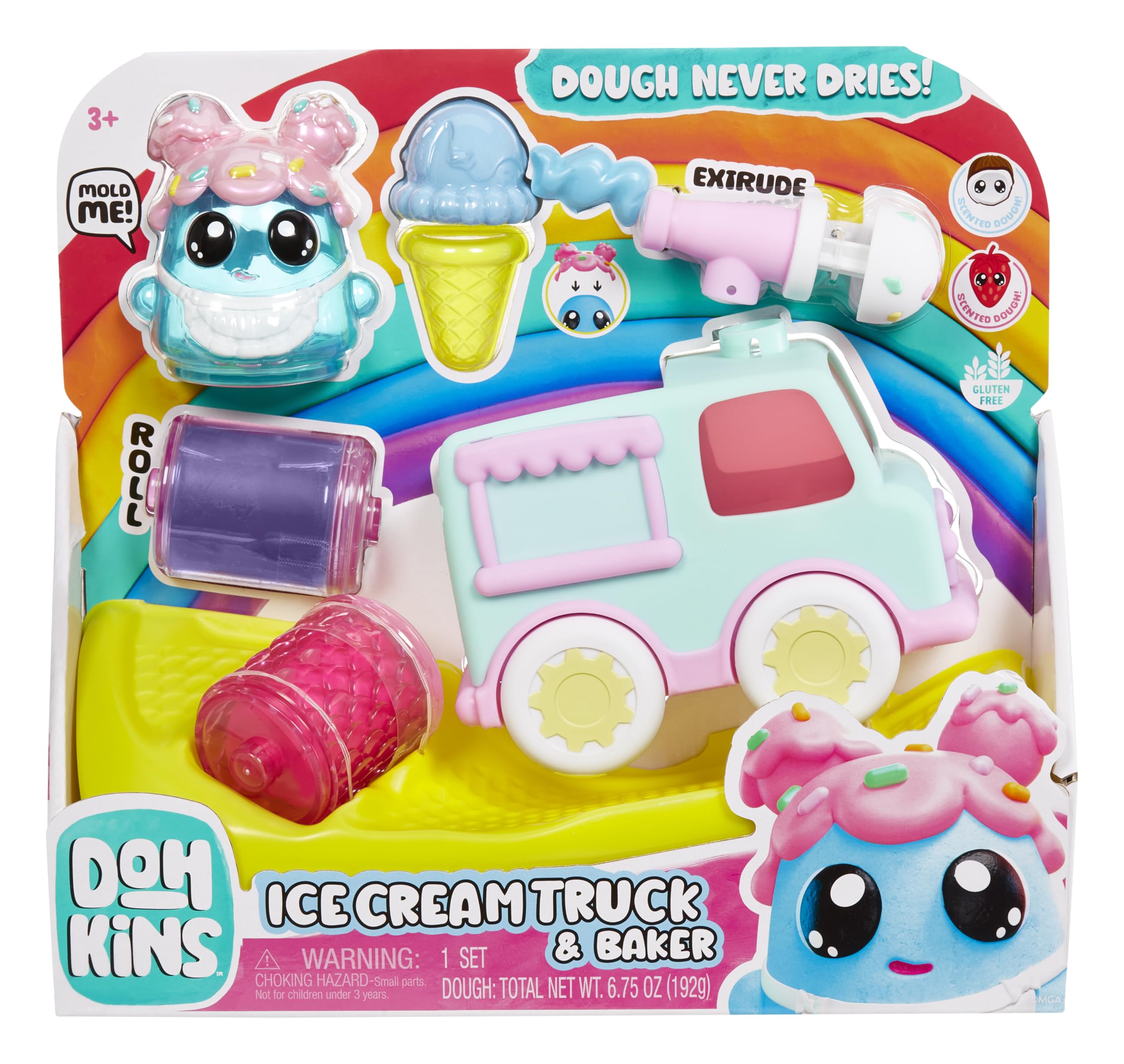 DohKins Ice Cream Truck & Baker - Masa Plastyczna, Która Nigdy Nie Wysycha, Bez Glutenu, Odpowiednia dla Kolekcjonerów i Dzieci od 3. Roku Życia