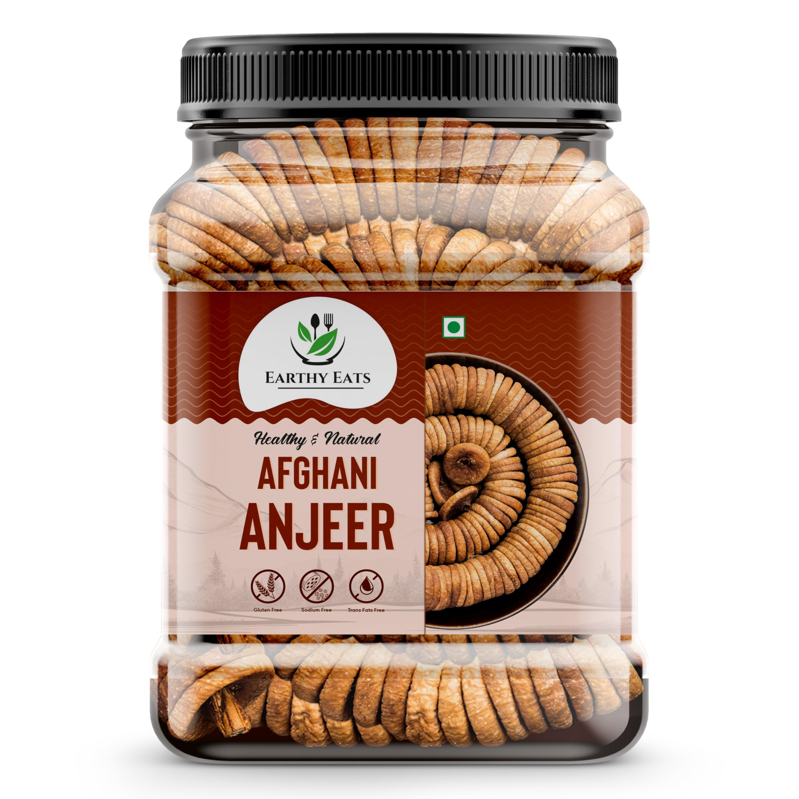 Earthy Eats Premium Afghani Anjeer 1kg | Soft Juicy Dried Figs Dry Fruit | No Added Sugar, Rich Source Of Fiber | Low in Fat Healthy Snack Jar Pack Of 1 | Perfect for Gifting