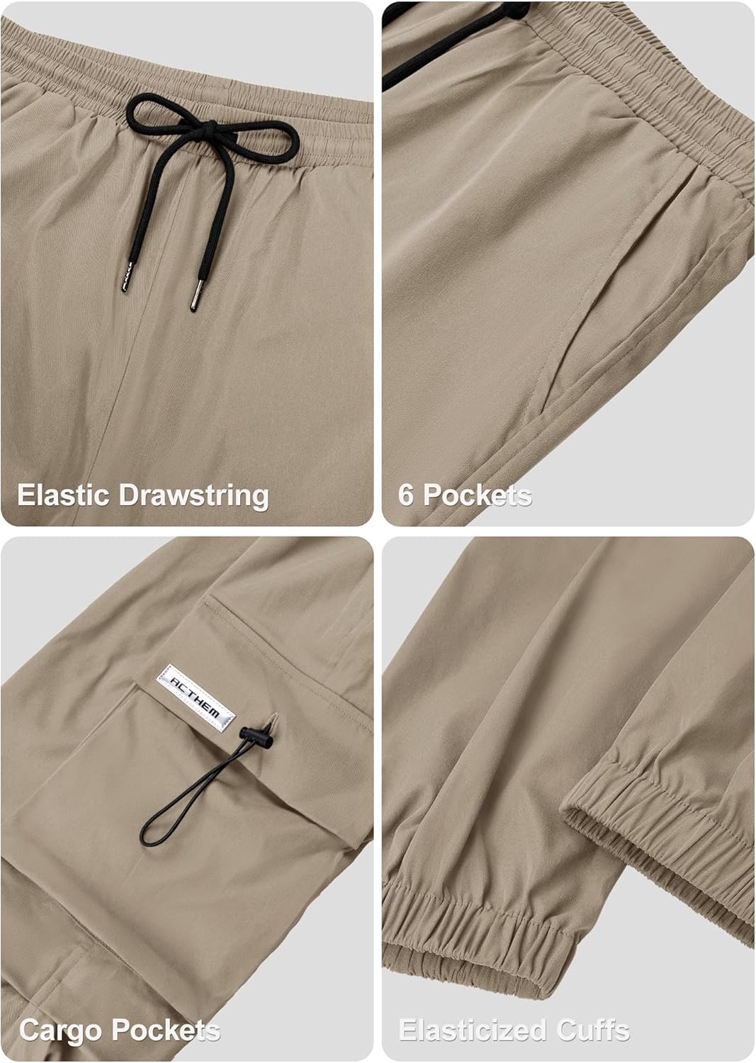 PLEPAN Mens Baggy Cargo Pants Loose Fit Casual Parachute Pants Elastic Waist Drawstring Streetwear Joggers Sweatpants - Image 5