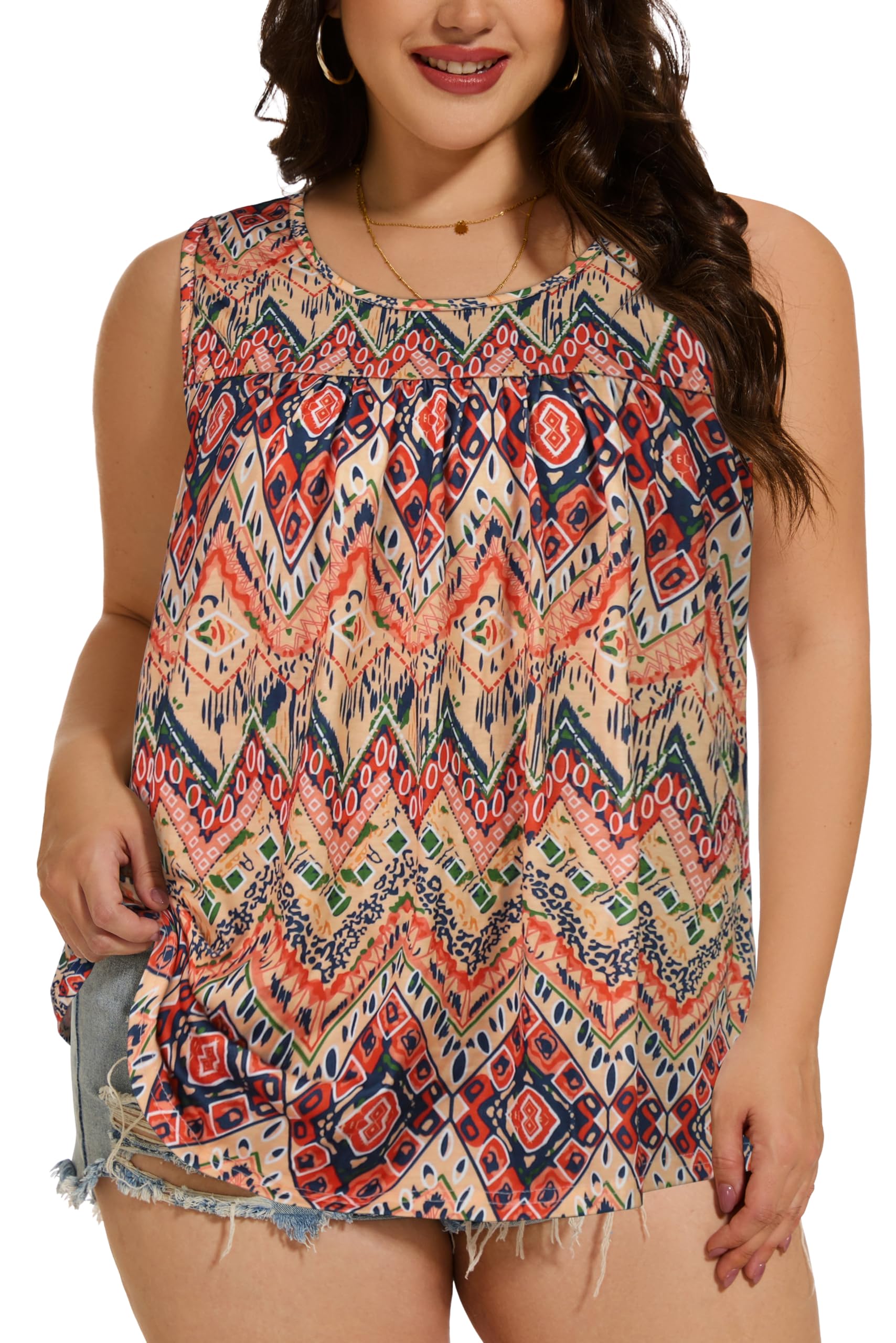 – Plus Size Tank Tops for Women Summer Oversize Vest Sleeveless Loose Tee Blouses