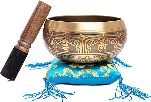 Miniatura 67 de HIMALAYAN BAZAAR - Juego de cuencos tibetanos de 4 pulgadas, fácil de tocar, auténtico, hecho a mano para meditación, sonido de 7 chakras, curación