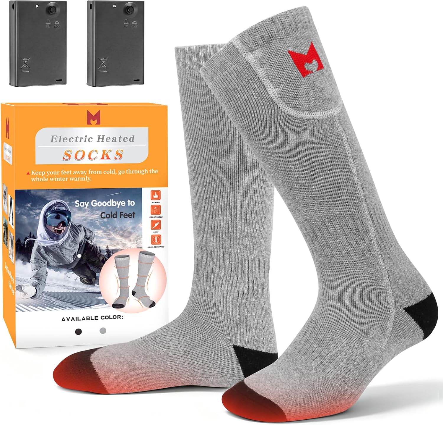 Battery Powered Heated Socks for Men & Women with Forefoot Heating