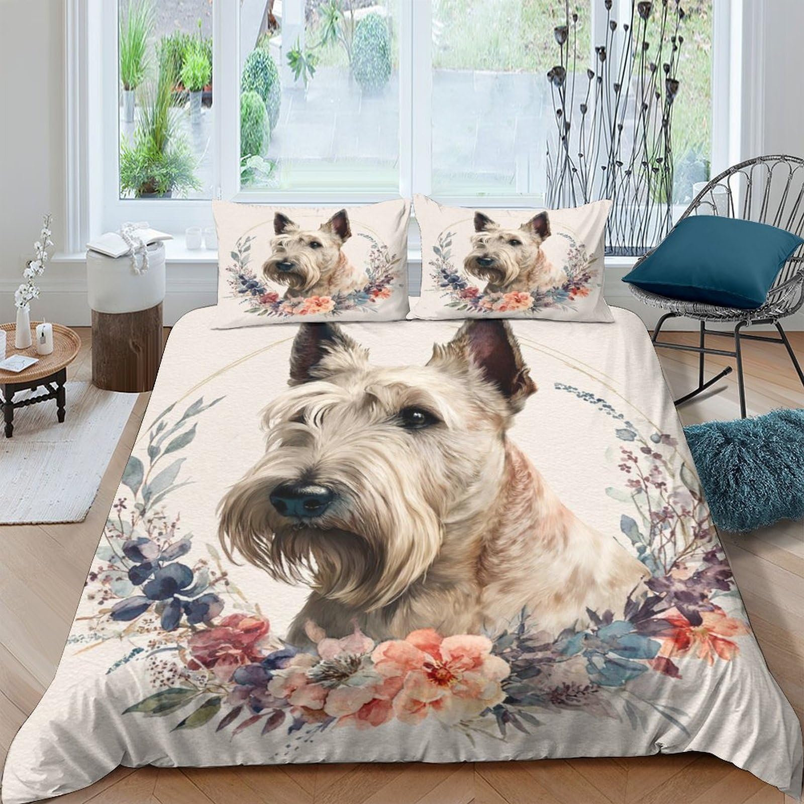 Ctjqhvkz Style-5 3D Printed Dog Portrait Fitted Sheet Microfiber Soft Floral Mattress Cover For Bedroom Guest Room Decor Protection Single（135X200cm）