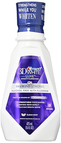 Crest 3D White Luxe Diamond Strong Anticavity Fluoride Mouth Rinse Clean Mint 16 oz paquete de 2
