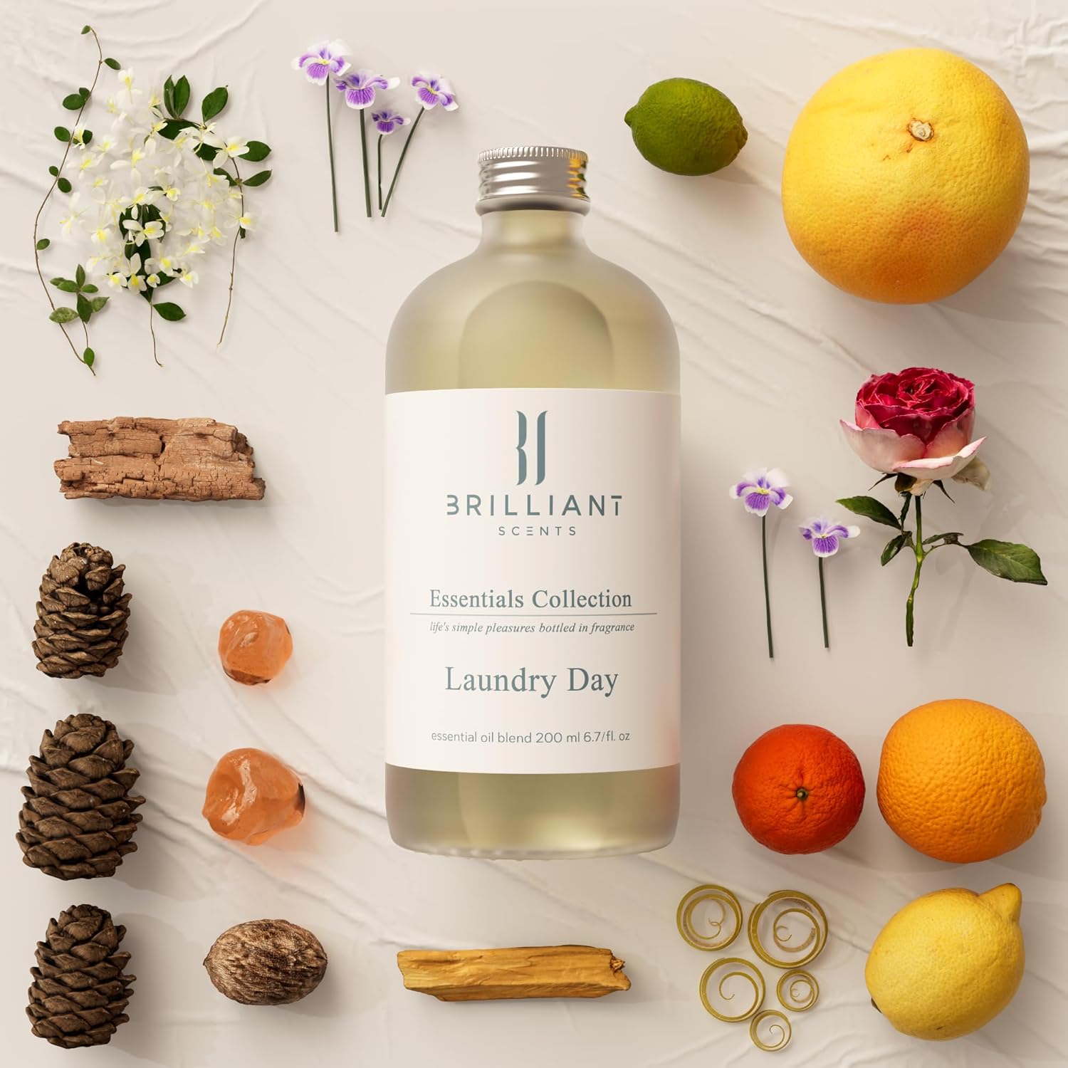 Brilliant Scents Laundry Day Fragrance Oil 200ml - Premium Diffuser Oil for Luxury Home & Business - Long Lasting, Plant-Based, Meets IFRA Standards, USA-Made - Fresh Linen Scent