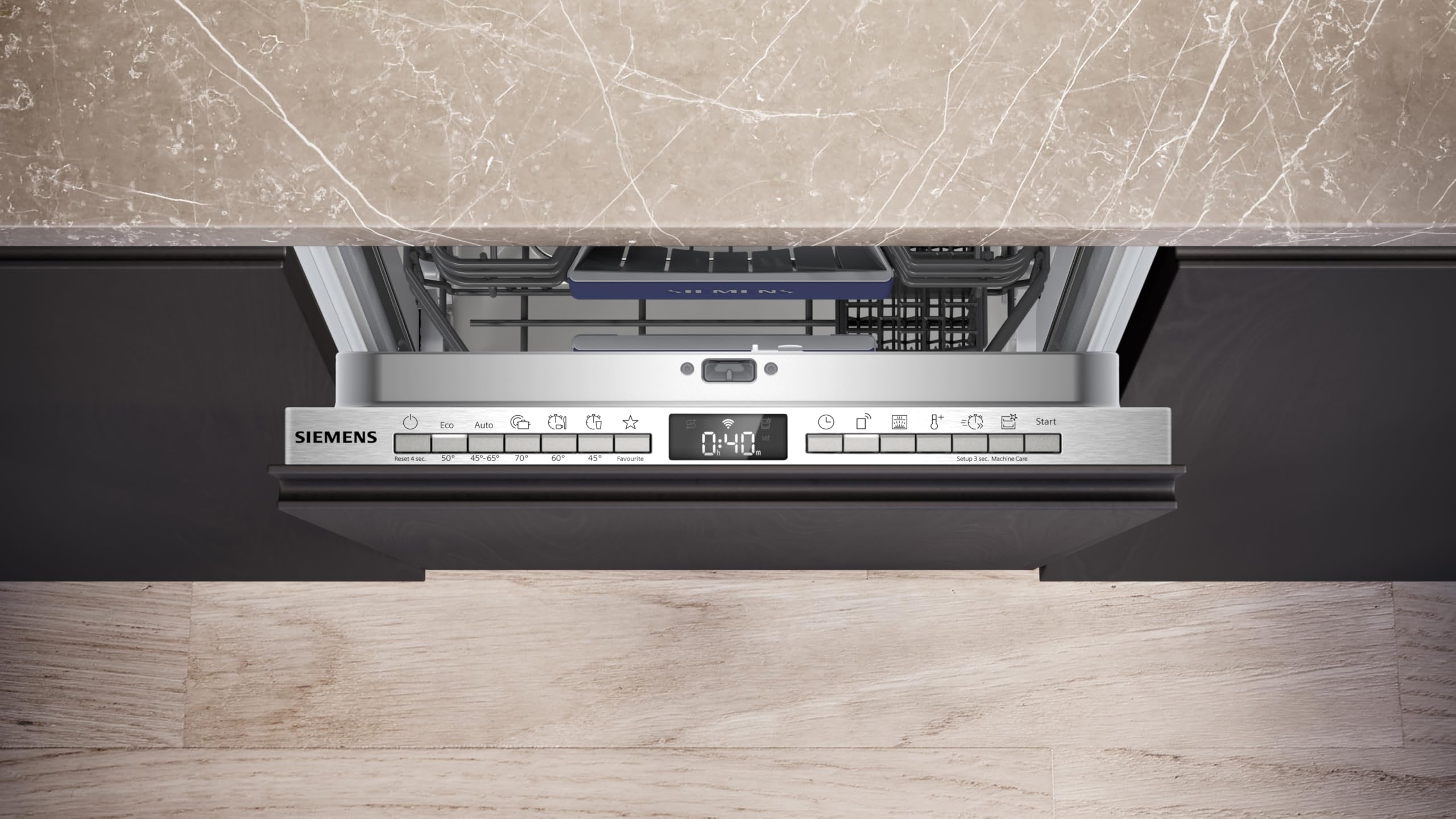 Siemens iQ300 SR63EX25KE Vollintegrierter Geschirrspüler 45 cm 10 Maßgedecke varioSpeed Plus autoOpen dry aquaStop Home Connect