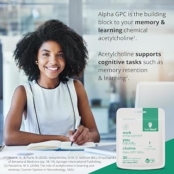 كبسولات ألفا جي بي سي (30) | 1-a-Day | 99.7% Alpha-GPC Choline Supplement | 500mg | Nootropic Alpha Brain يدعم الذاكرة والإدراك | ملحق الأسيتيل كولين