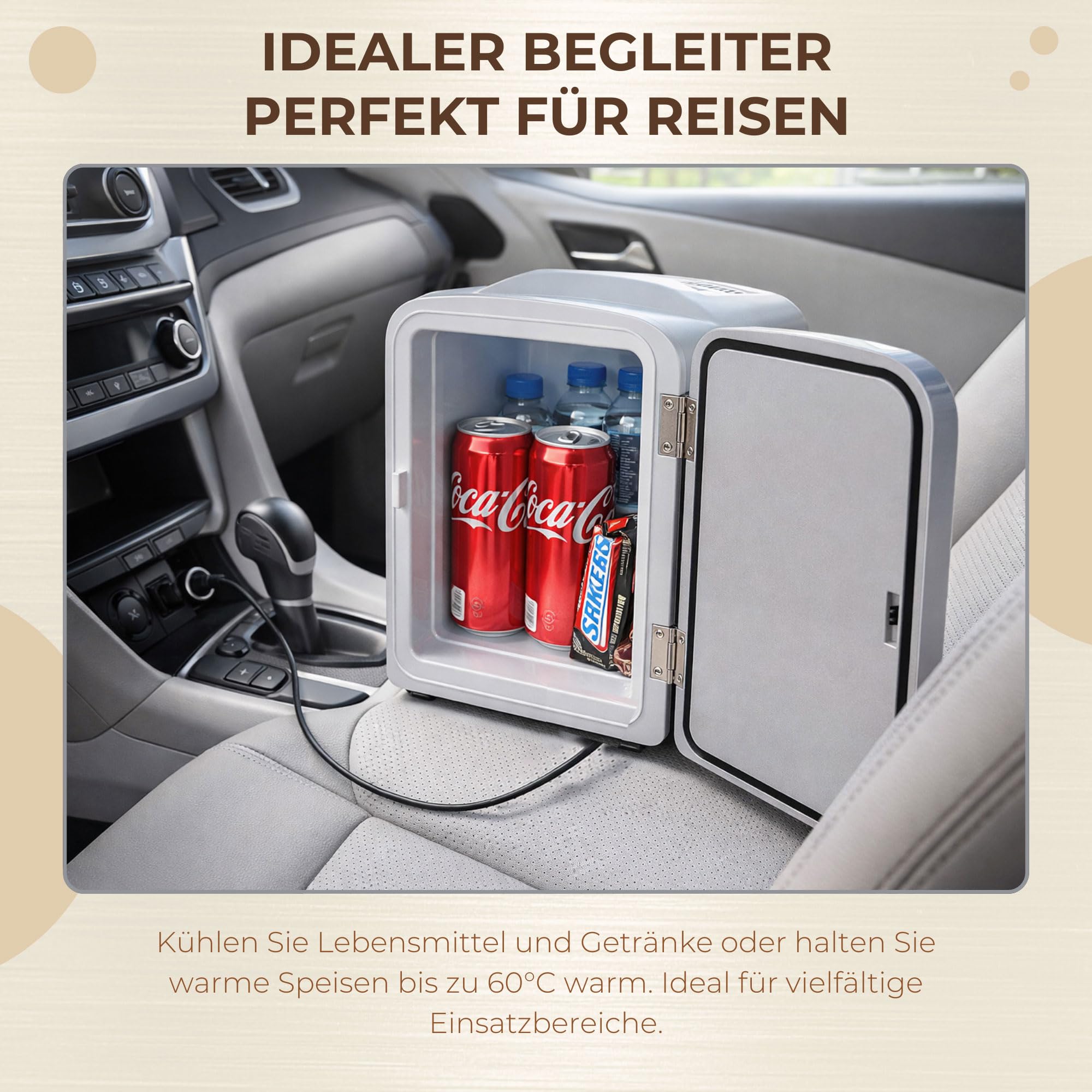 Gino Gelati 4 Liter 2 in 1 Mini Kühlschrank Kühlbox Warmhaltebox Campingkühlschrank 12 & 220 Volt, kühlt bis 25°C unter Umgebungstemperatur