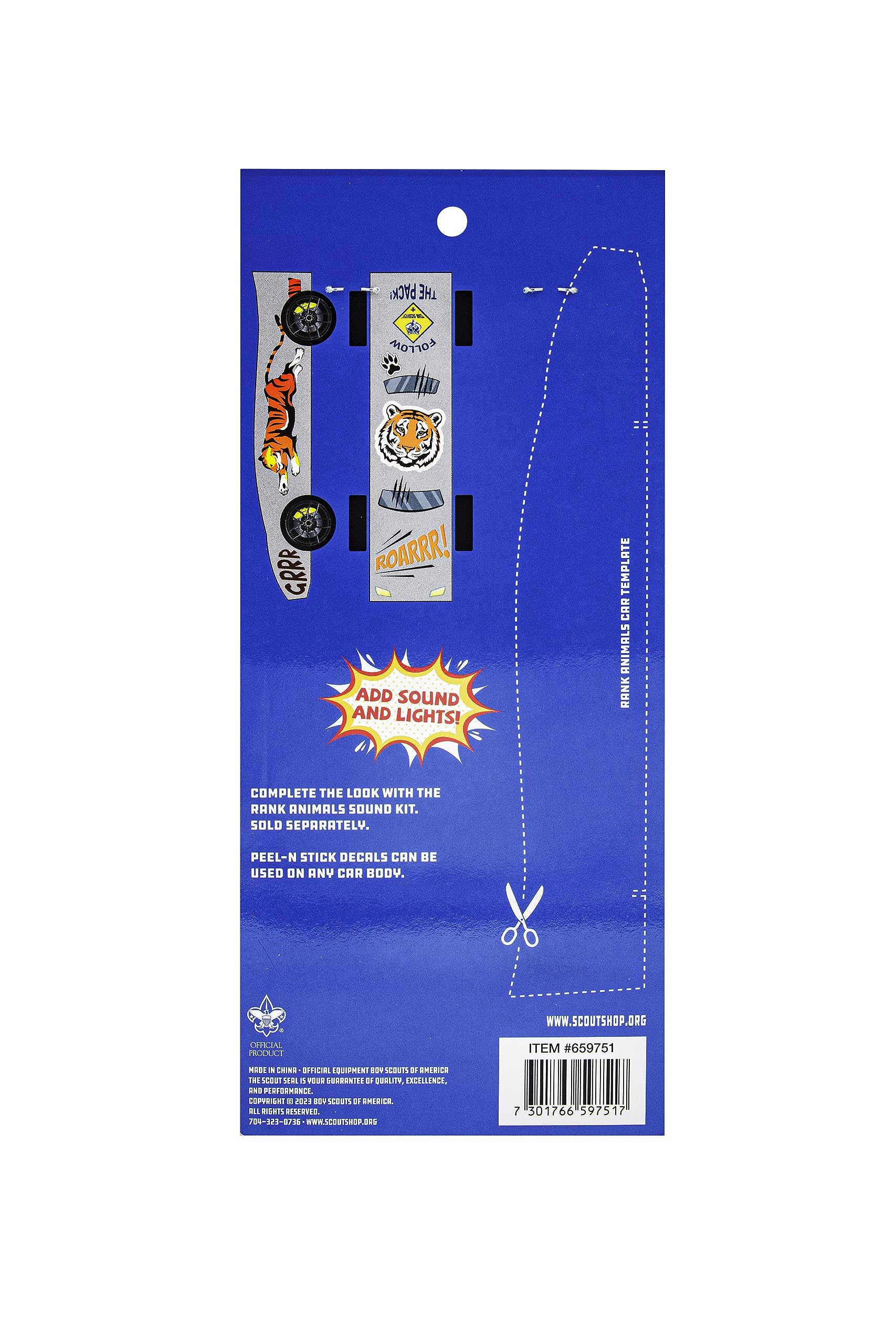 BSA Pinewood Derby Car Peel N' Stick Decal - Cub Scout Rank Animals Boy Scouts of America