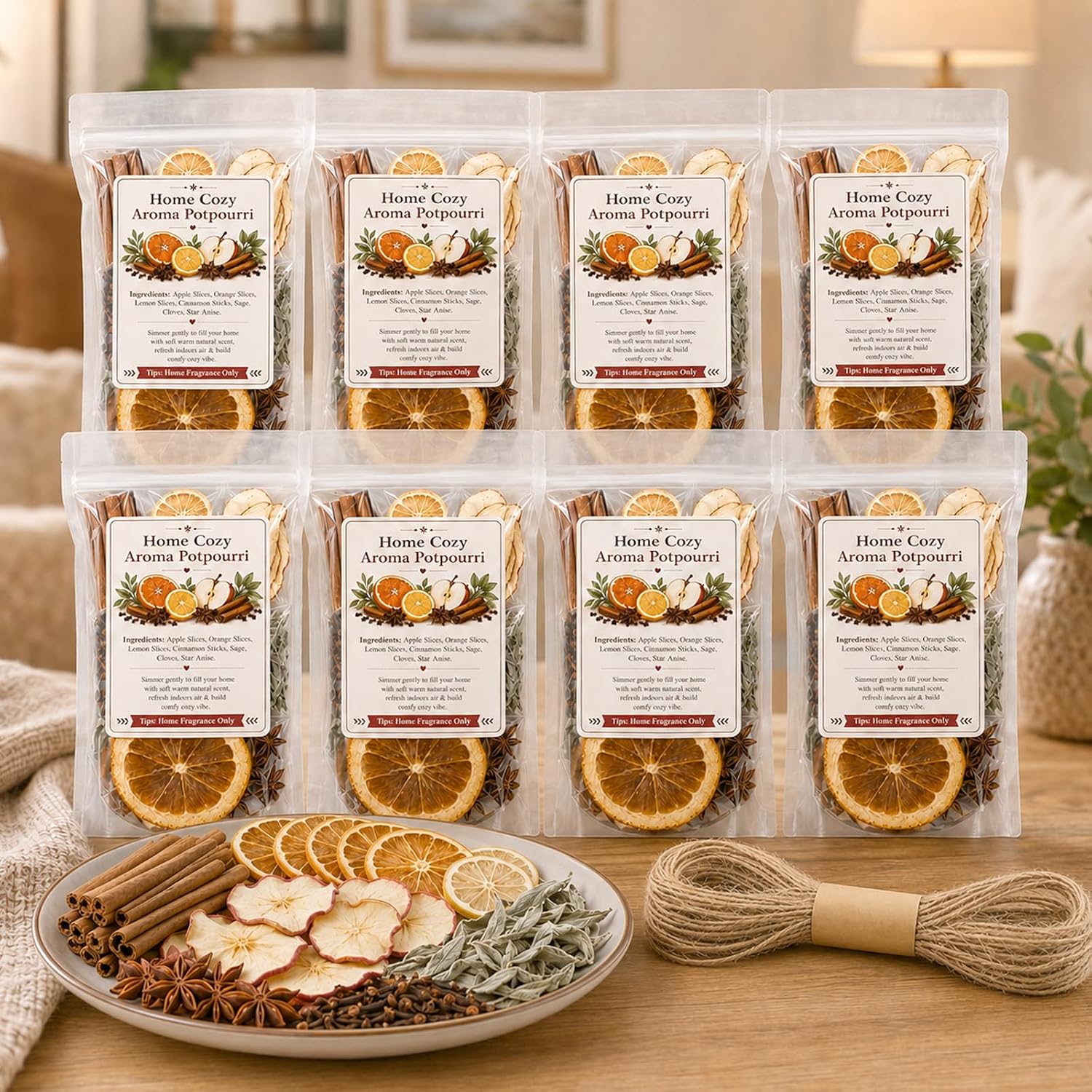 Simmer Pot Potpourri, Dried Herb for Home Fragrance, Hostess Gift, 8 Pack