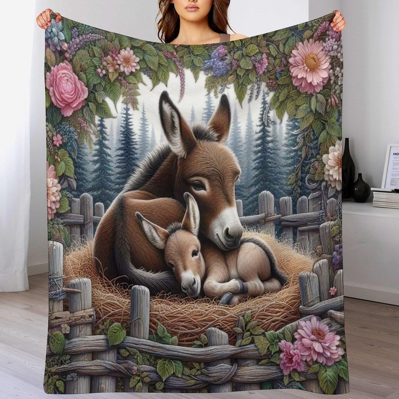 Couverture âne en peluche souple pour des soirées cocooning au lit