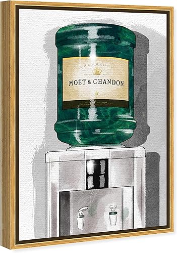 Miniatura 2 de The Oliver Gal Artist Co. Drinks and Spirits - Lienzo decorativo enmarcado para pared, diseño de champán para el hogar, 20.0 x 30.0in, verde, gris