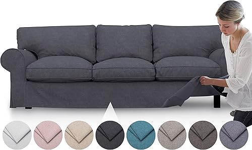 Funda para sofá EKTORP de 3 asientos, funda de repuesto resistente de 7 piezas, resistente tela nanotecnológica a prueba de mascotas y manchas,