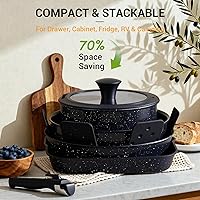 Vista 8 de Ammeloo 21-Piece Ceramic Pots and Pans Set Non Stick with Detachable Handles and Egg Frying Pan & 21 Pcs Pots and Pans Set Non Stick with Detachable