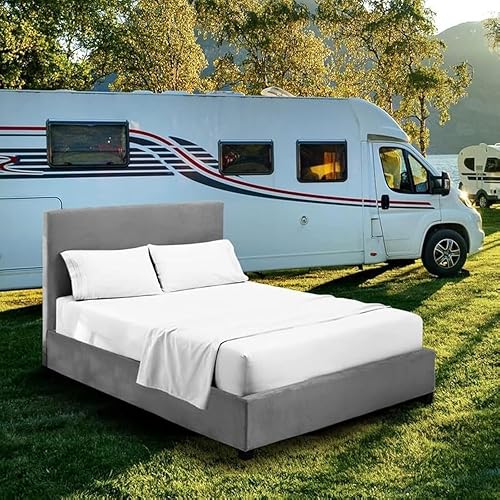 Miniatura 4 de Juego de sábanas para literas de autocaravana de 66 x 80 pulgadas, tamaño Queen olímpico, tamaño Queen, Super Queen, azul claro, cama para cuna,