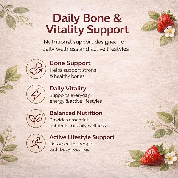 5 in 1 Growth Gummies, Growth Gummies with Vitamin D3 & K2, Calcium, Ashwagandha, Spirulina, for Bone Health & Daily Vitality Support, Strawberry Flavor, Non-GMO, 60 Gummies