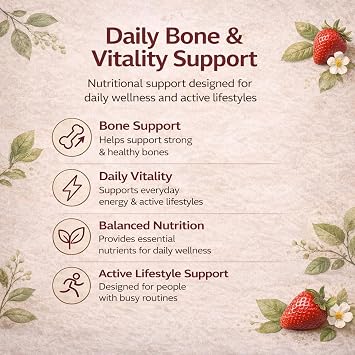 5 in 1 Growth Gummies, Growth Gummies with Vitamin D3 & K2, Calcium, Ashwagandha, Spirulina, for Bone Health & Daily Vitality Support, Strawberry Flavor, Non-GMO, 60 Gummies