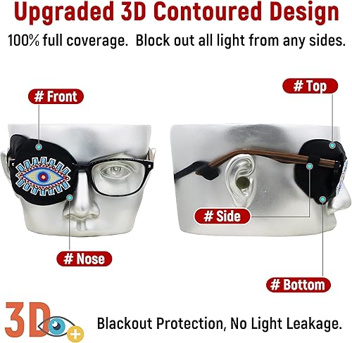 Miniatura 2 de Astropic Parche de ojo de seda 3D para adultos y niños  Parche médico para gafas (Balck - Ojo de sabiduría, ojo derecho)