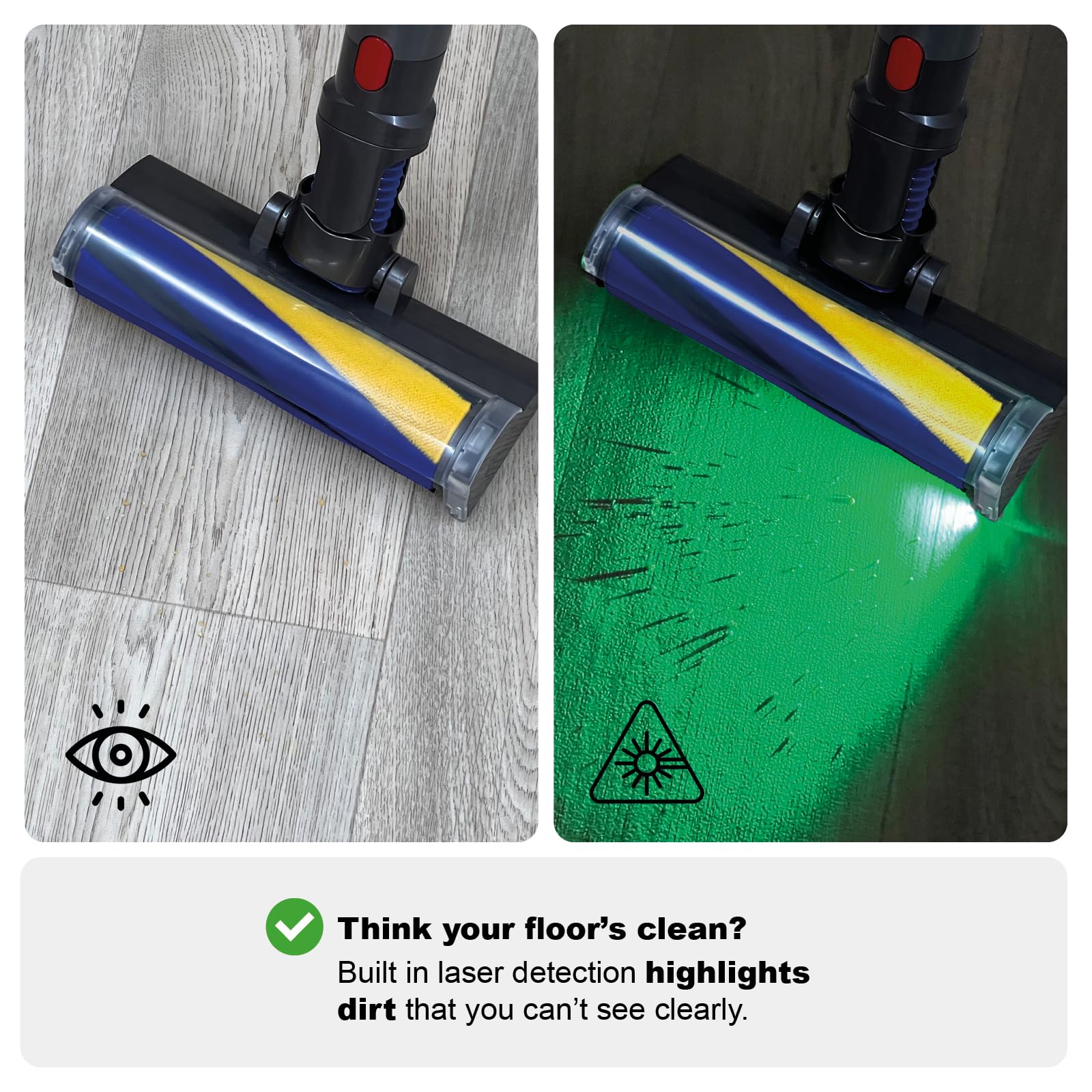 Spares2go Laserowa głowica szczotki podłogowej do odkurzaczy Dyson V11 SV16 V15 SV22 Outsize Absolute Detect