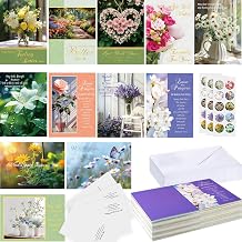 Motiskyy 24 Pack Christian Get Well Cards with Envelopes and Stickers Religious Get Well Greeting Cards Bulk with Scripture Encouragement Blessing 4.5 x 6.2 Inch Nature Flower