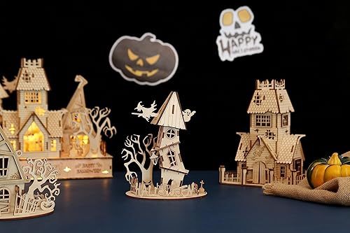 Miniatura 5 de Rompecabezas de madera 3D de Halloween para adultos, rompecabezas y rompecabezas para Halloweencumpleaños, regalos para adultos y adolescentes para