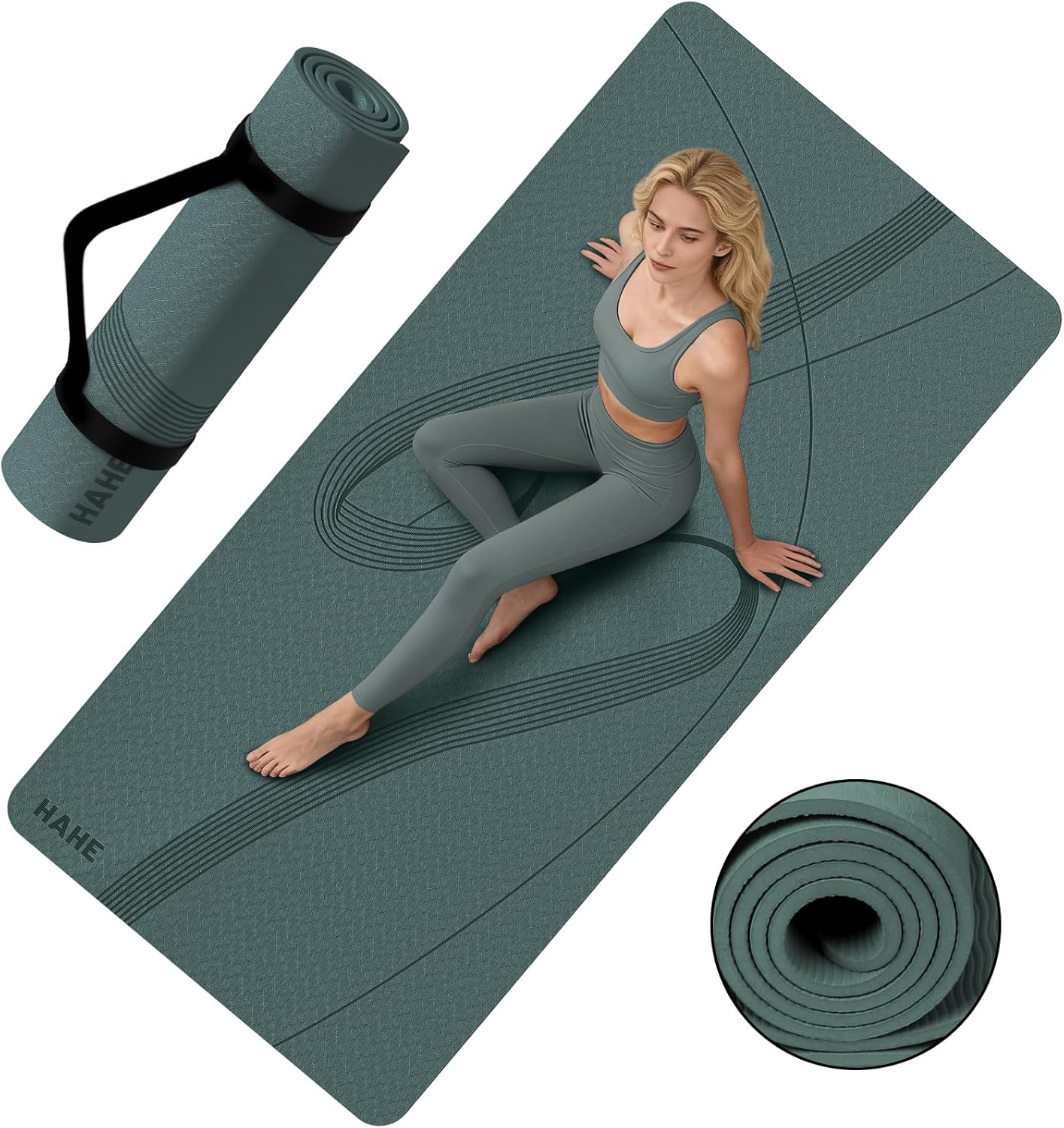 Yoga Mat High Density Exercise Mat, 76"x32"x0.27"Thick Wide & Large Yoga Mat for Women Men, Professional POE Workout Mat for Yoga, Pilates, Fitness & Stretching
