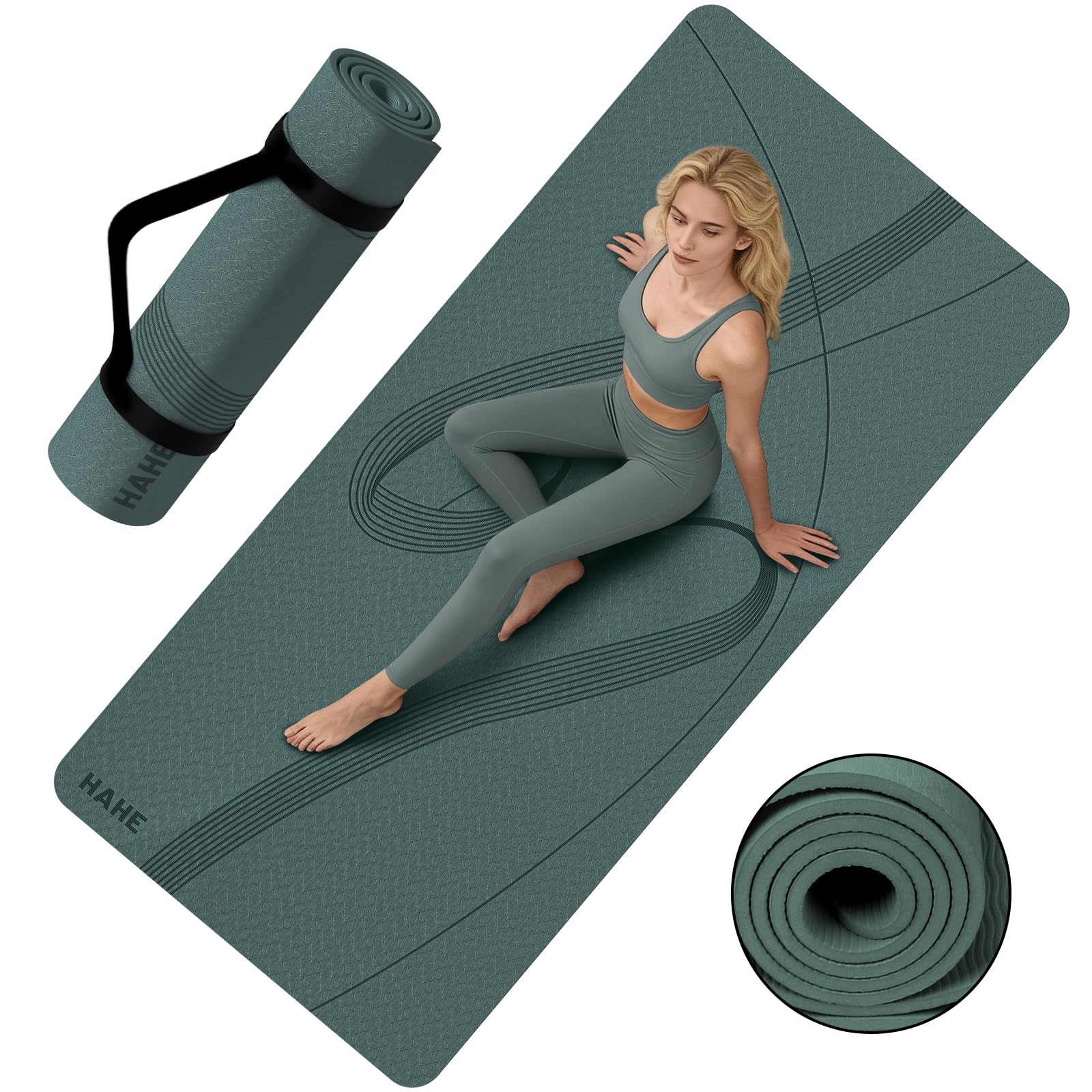 Yoga Mat High Density Exercise Mat 76x32x0 27Thick Wide Large Yoga Mat for Women Men Professional POE Workout