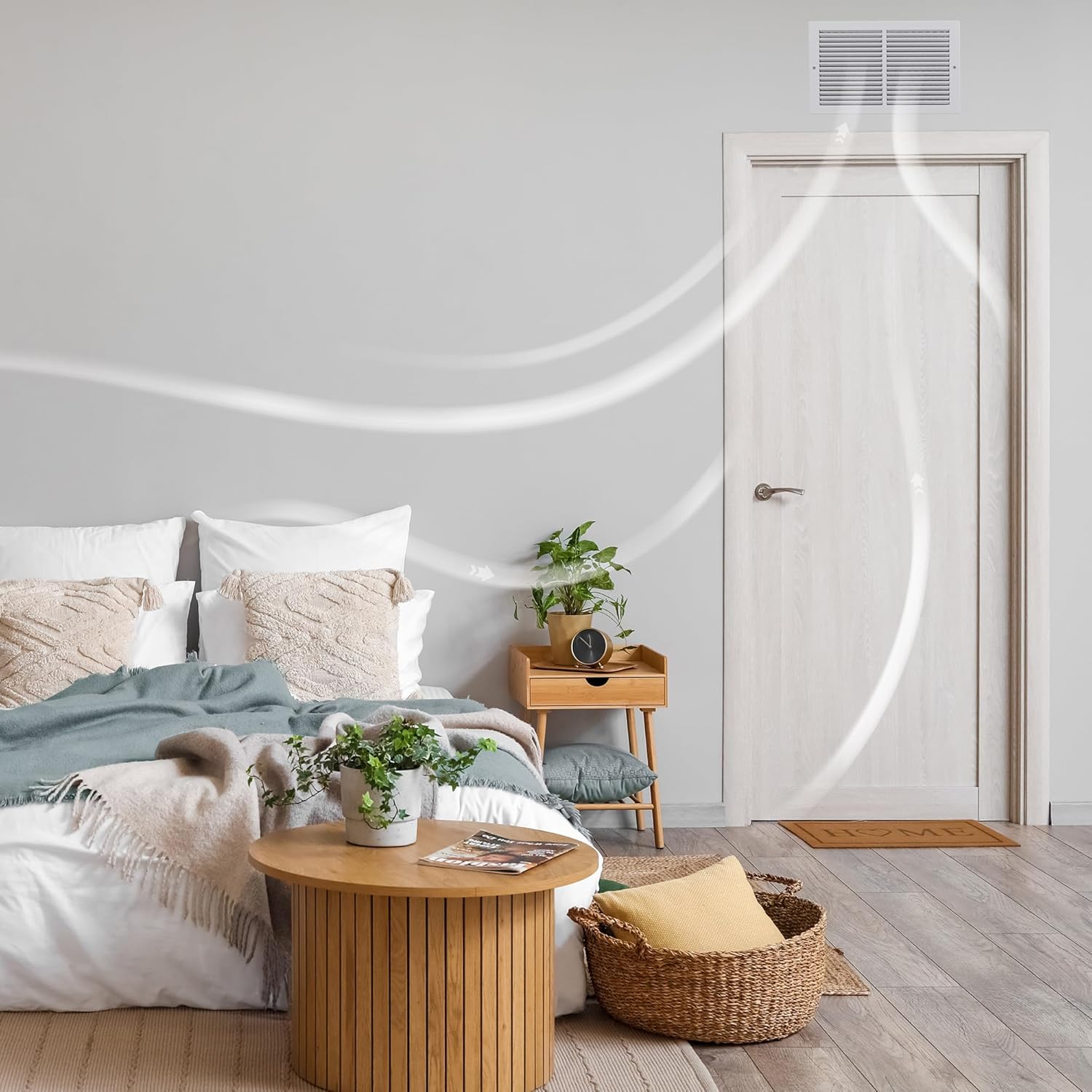 QuietCool Zone Air Pathway (ZAP) - 14" x 8" - Return Air Pathway - Wall to Wall Vent - Fits Sidewalls - White Grille - Integrated Baffle to Limit Sound and Light Transfer