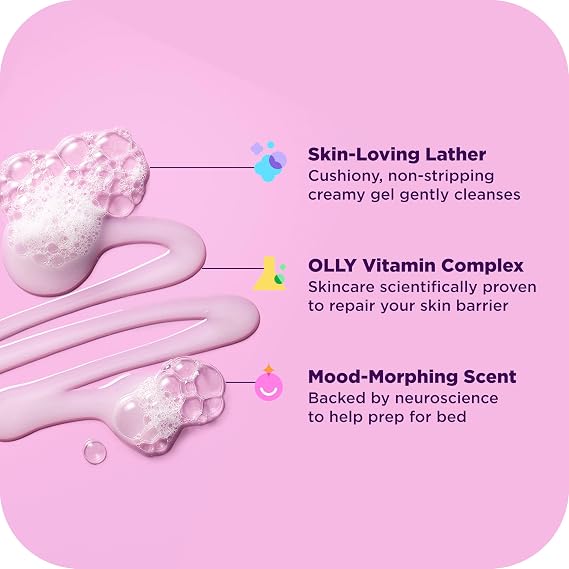 OLLY Body Wash Mixed Pack 4 Count, Calm, Renew, Bright, Revive