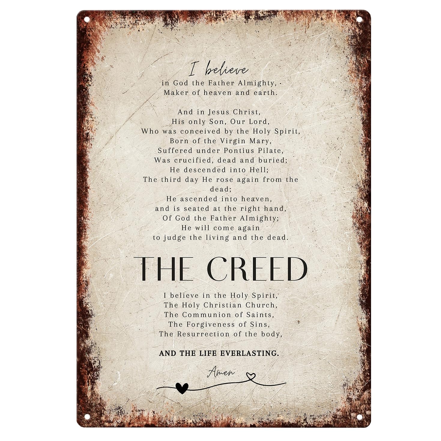 Yelacecca Apostles Creed Metal Sign Scripture Wall Art Prayer Christian Home Decor For Living Room Church Or Prayer Room Metal Sign Plaque Poster 8X12 Inches