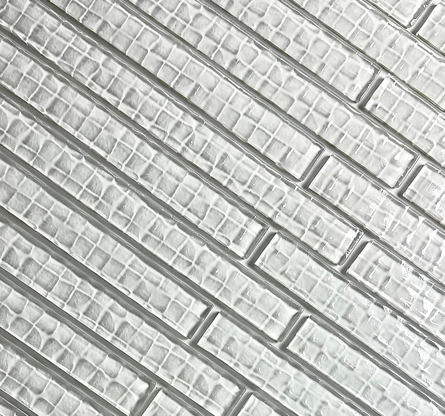 Coastal Design Styles 1 in. x 12 in. Textured Glass Accent & Trim Decorative Tile in Glossy Snow White (15 sq.ft/180pcs)