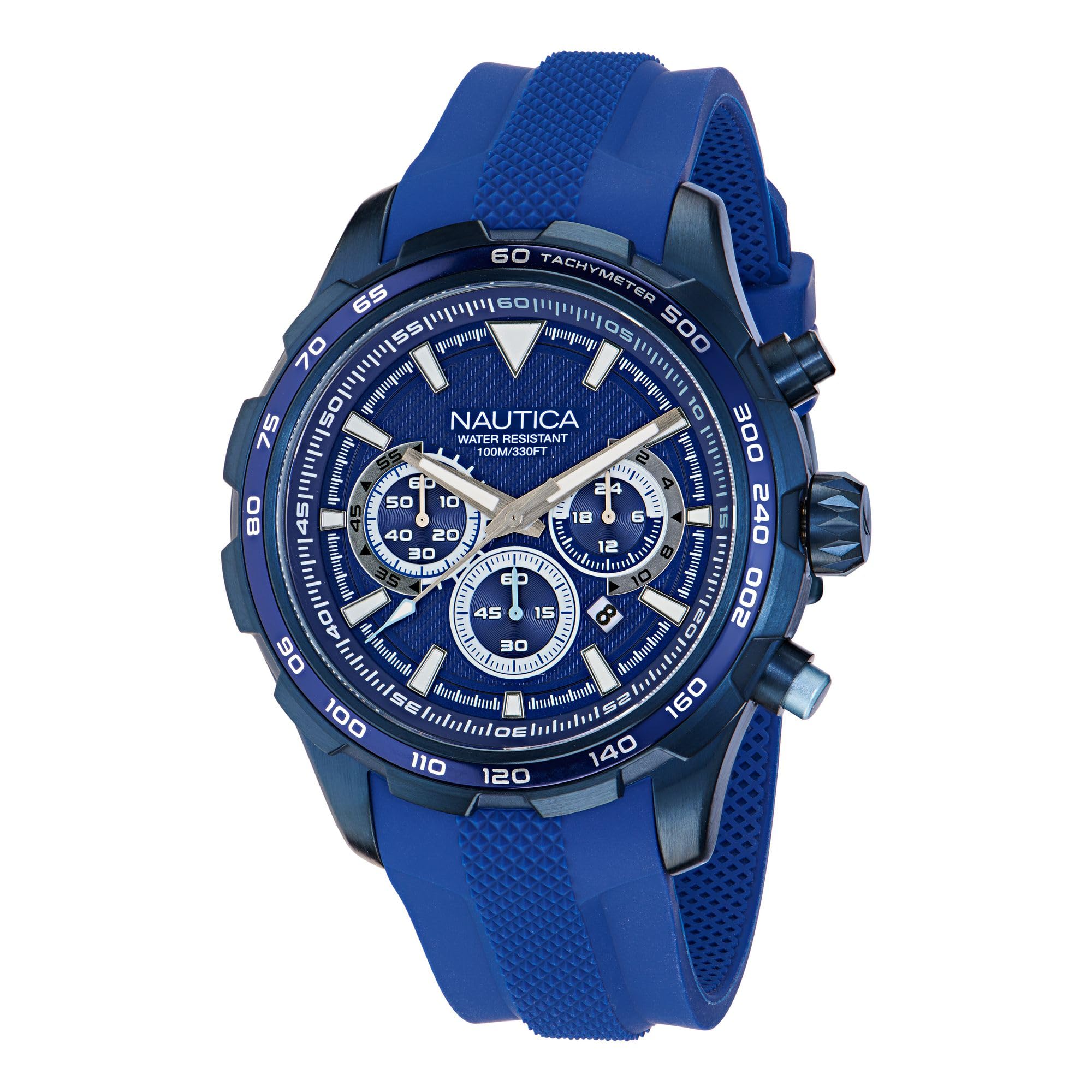 NauticaMen's NST Chronograph 46mm Watch, Blue/Blue/Blue, Modern