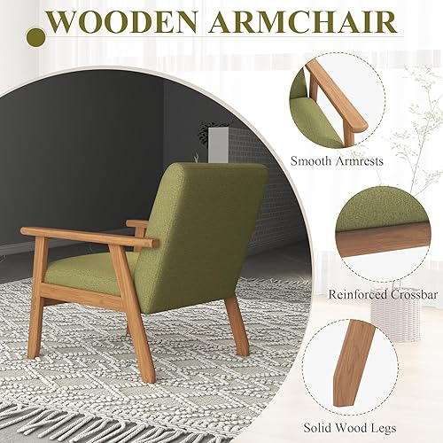 Miniatura 5 de Westice Juego de 2 sillas decorativas, sillas de sala de estar de mediados de siglo con marco de madera maciza y cojín grueso suave, silla de