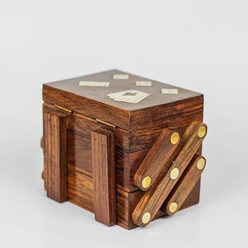 Miniatura 7 de Caja de juegos multijuego todo en uno Nagina International Wood: Dominó, tarjetas, dados y mucho más