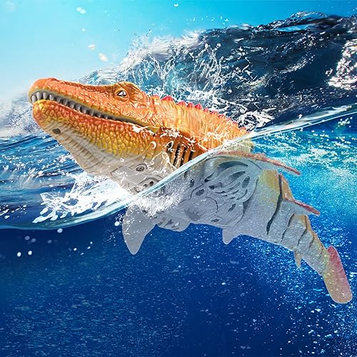 Miniatura 12 de Mosasaurus - Juguetes de dinosaurio mejorados, juguete de agua con control remoto, juguetes de piscina para niños de 4 a 8 años, dinosaurio RC