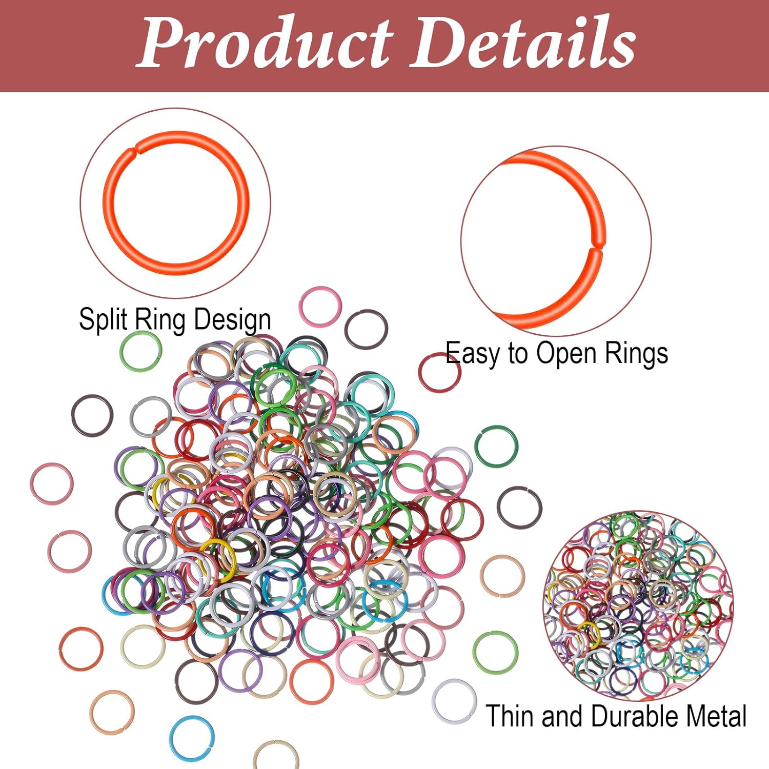 200pcs Jump Rings, 10mm Colorful Mixed Iron Open Jump Rings for Jewelry Making, Keychains, Bracelets, Necklaces, DIY Crafts and Charm Findings - Image 3