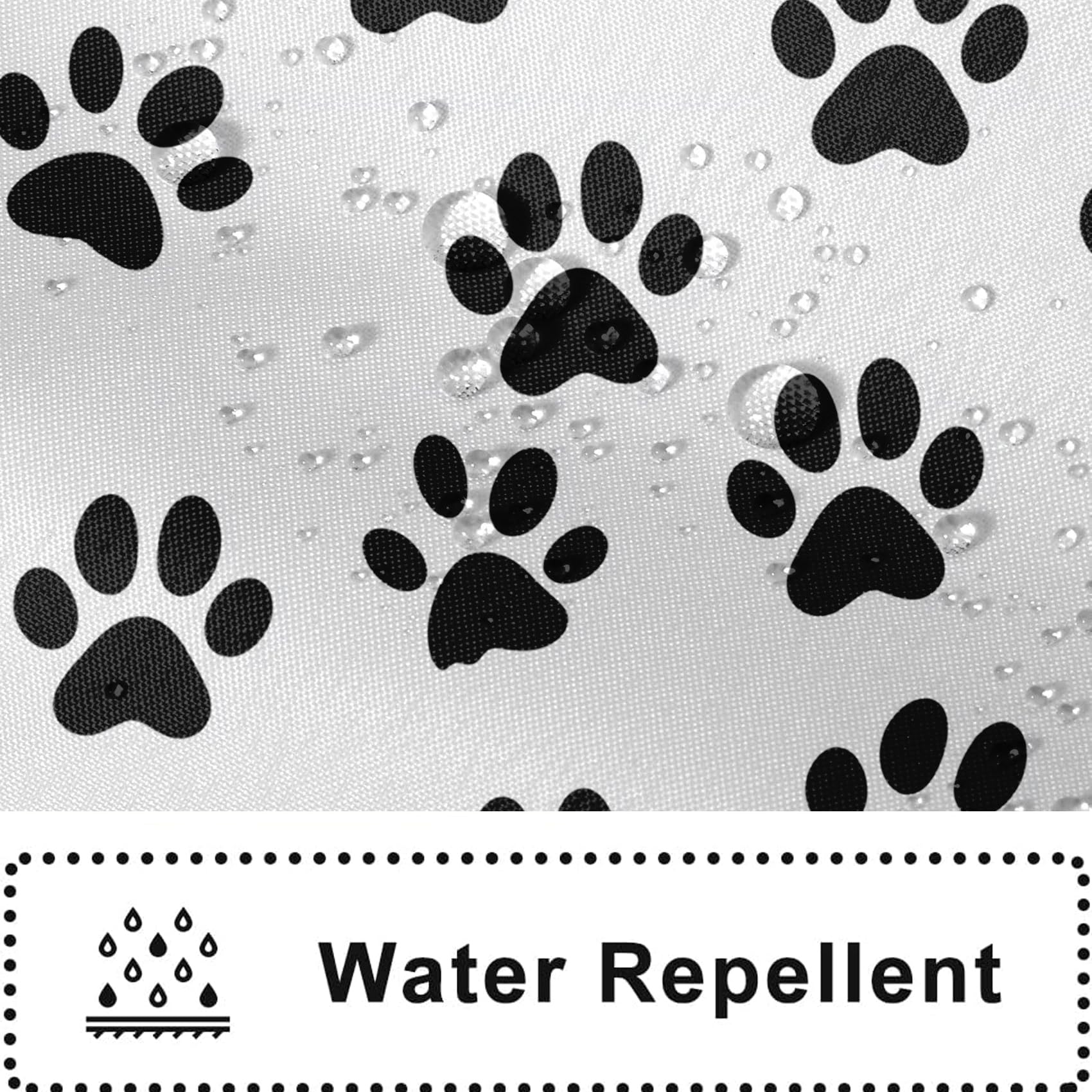 Générique Rideau de Douche Empreinte de Patte Noir Blanc 180x220cm | Rideau Douche Animaux de Compagnie Mignon Tissu Polyester Hydrofuge Rideau Baignoire pour Salle de Bain avec Crochets