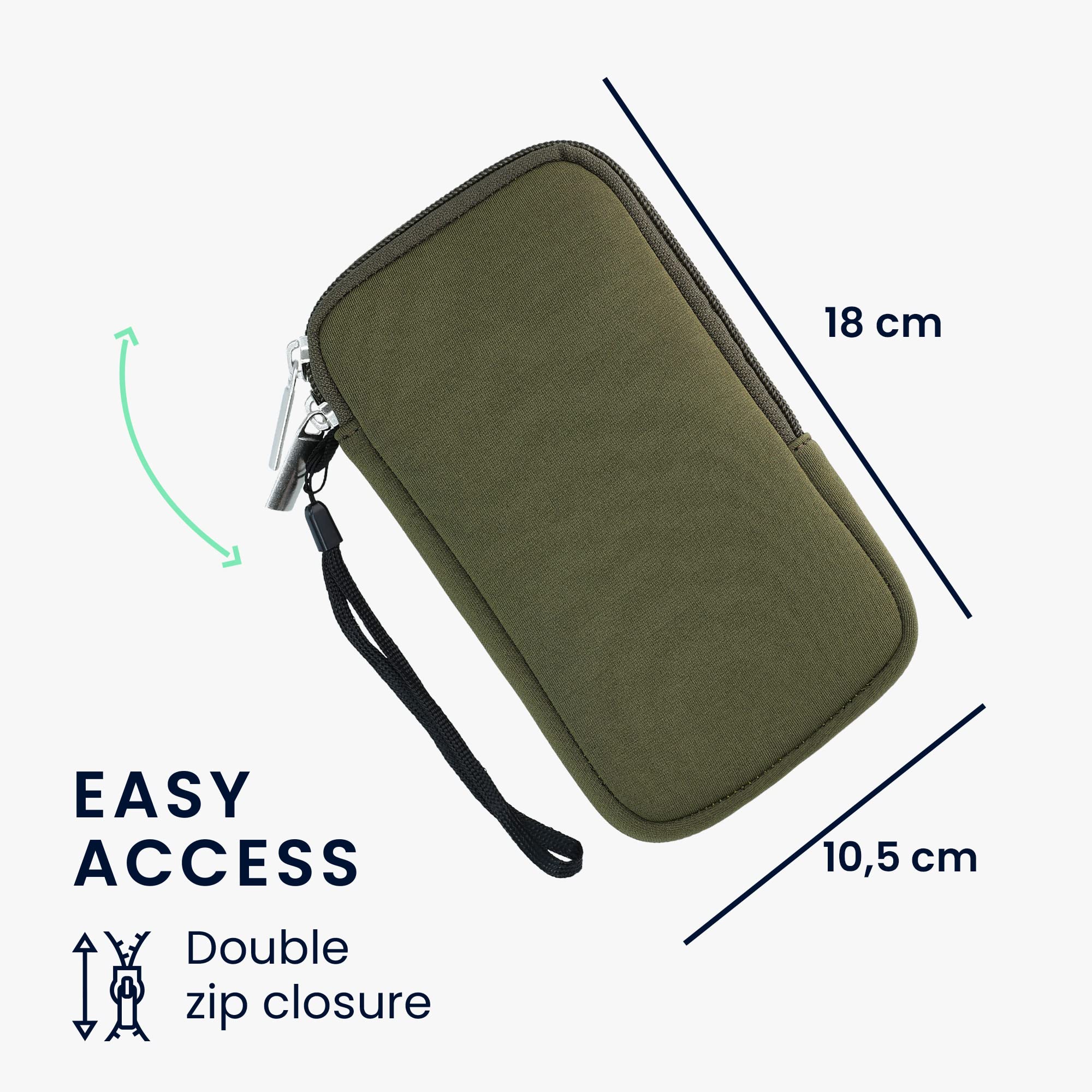 kwmobile Uniwersalne etui na smartfona - 16,5 x 8,9 cm etui ochronne na telefon komórkowy L - 6,5" neoprenowy oliwkowy zielony