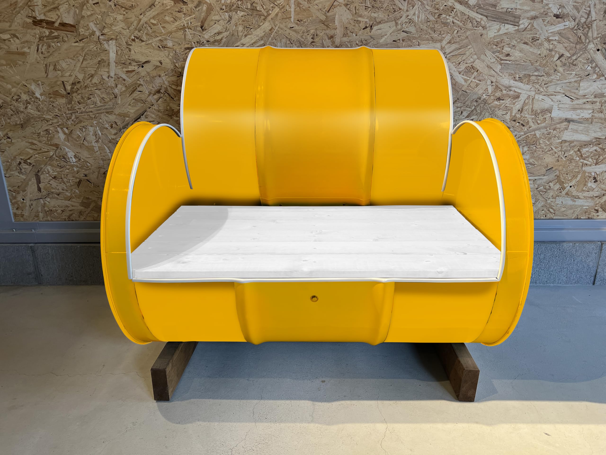 Amazon.co.jp: ヴィンテージ産業用家具、ドラム缶ベンチ (イエロー