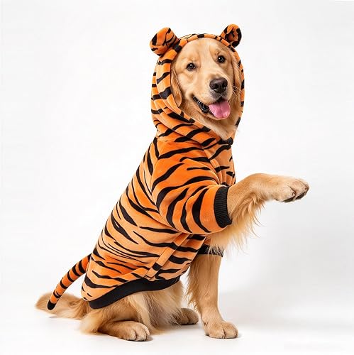 NACOCO Halloween Dog Tiger Costume-Pet Cosplay Clothes Cat Coat Hoodie Outfits Warm Winter Apparel for Dog Small and Medium Cat(XL)