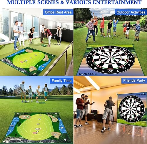 Miniatura 7 de Golf Chipping Game with Golf Hitting Mat, 70"x70" Double Sided Golf Training Mat with 20 Sticky Balls,Golf Practice Mat Kits Indoor Outdoor Golf