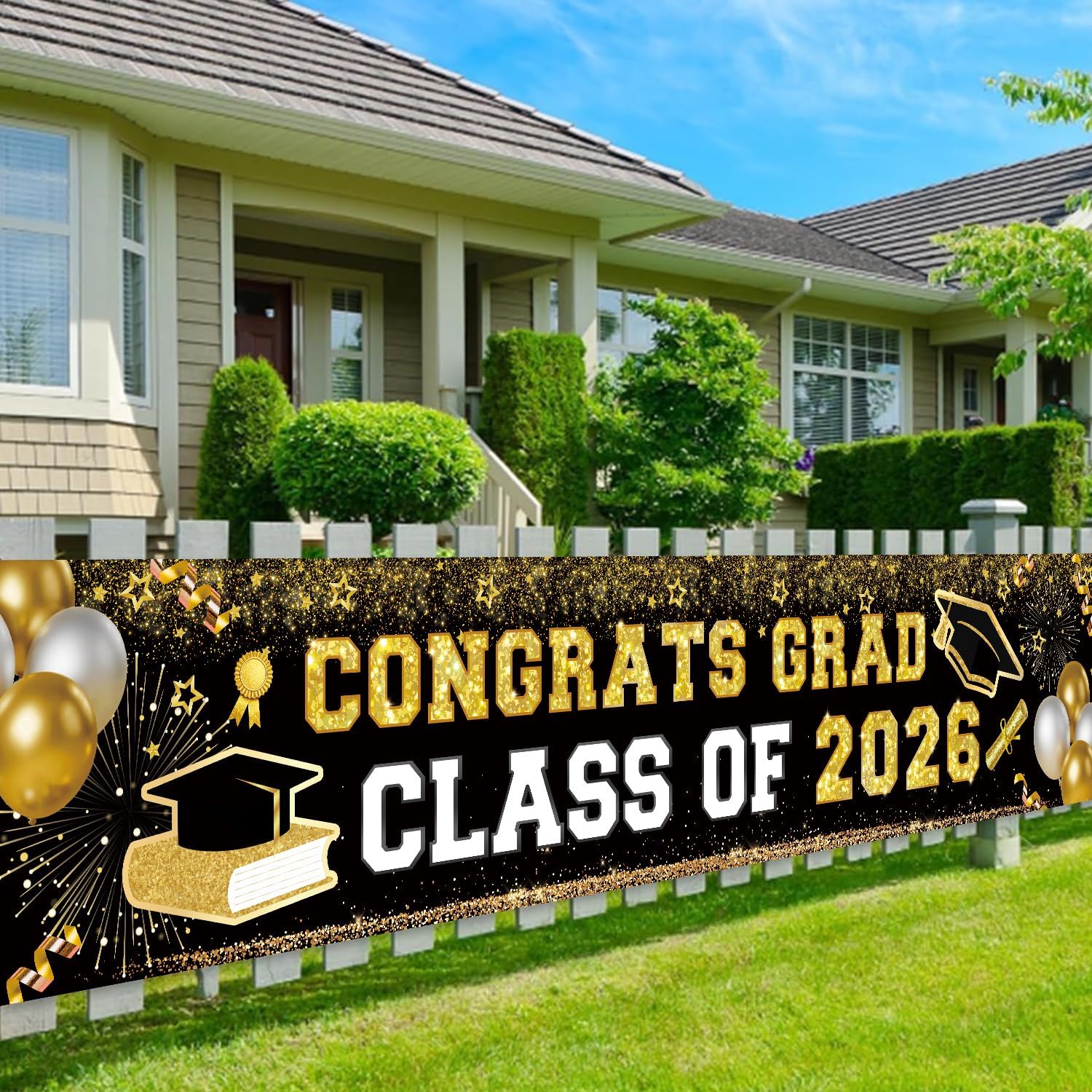 Amazon.com: Black and Gold Graduation Decorations 2026 Banner ...