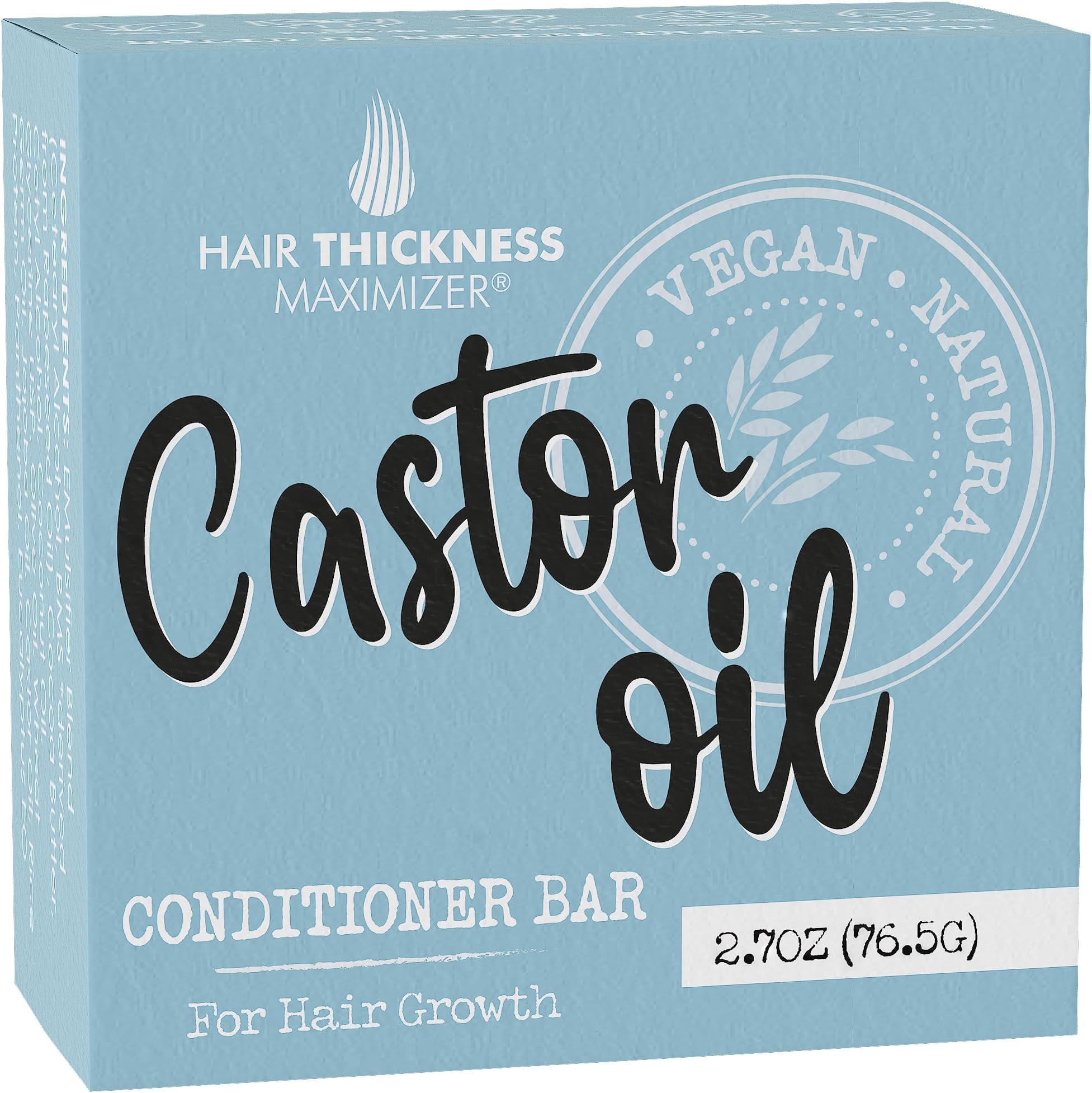 Castor Oil Conditioner Bar for Hair Growth. Eco Friendly, Vegan, Color Safe, pH Balanced. Solid Conditioner Bar Equal to 3 Liquid Bottles. Zero Plastic, USA Made, Strengthening & Dry Hair Relief