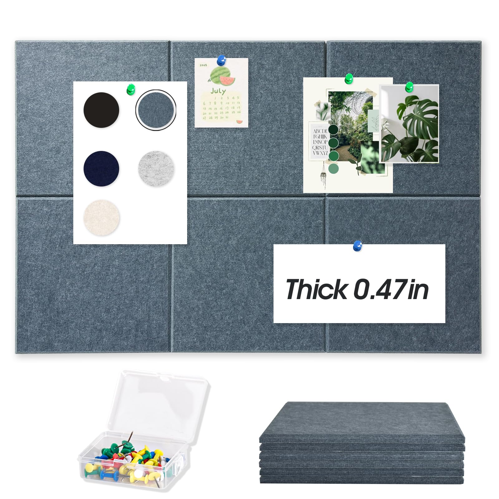 Thick Cork Board Tiles for Wall with Push Pins, Removable 36"x24"x0.47" Bulletin Board Sets, Self-Adhesive Pin Board | Magrowill 6 Packs Felt Panels