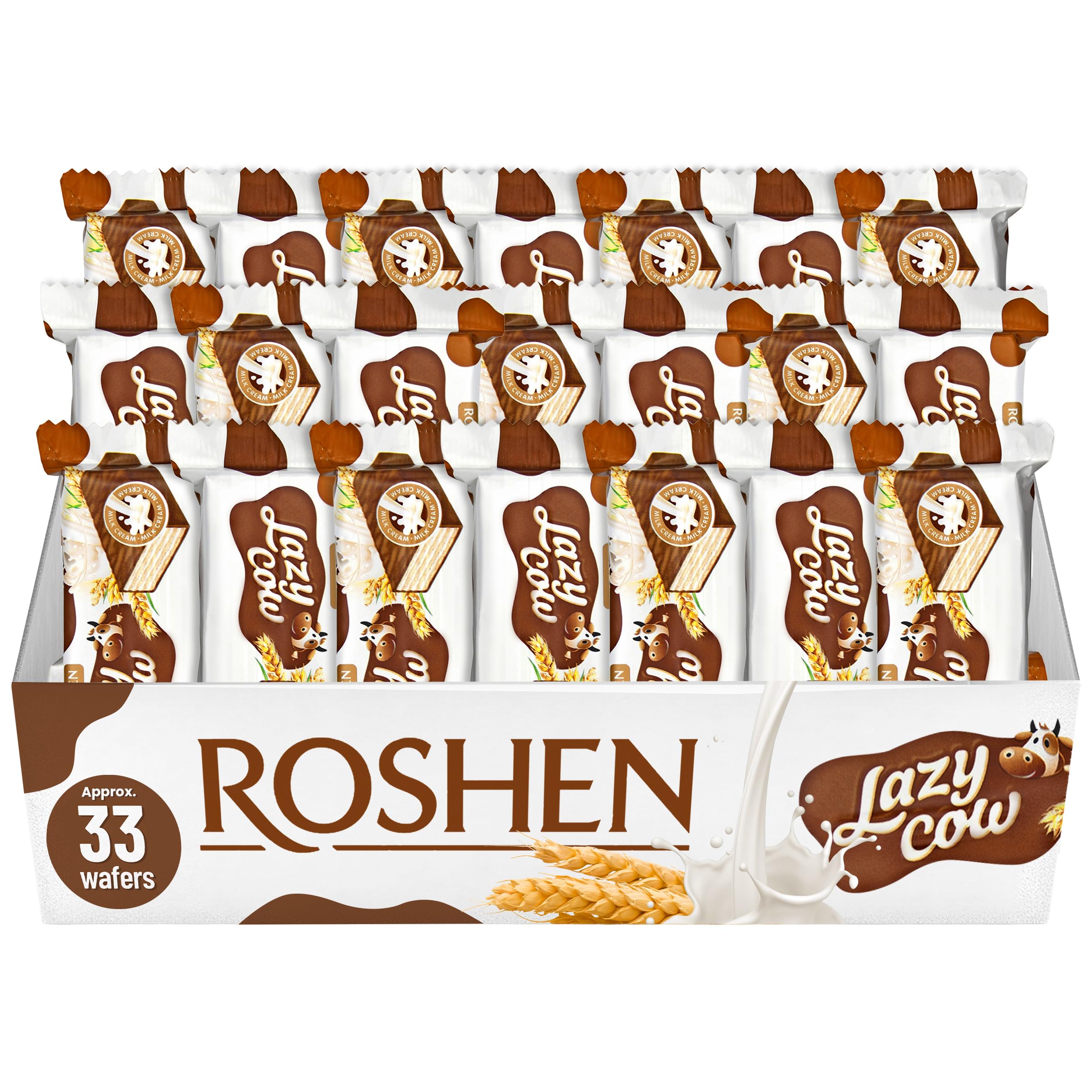 RoshenWafer Candy "Lazy Cow" with Milk-Cream Filling, Kosher, Delicious, Flavorful Sweets Bulk Gourmet Candy 2.204lb/1kg