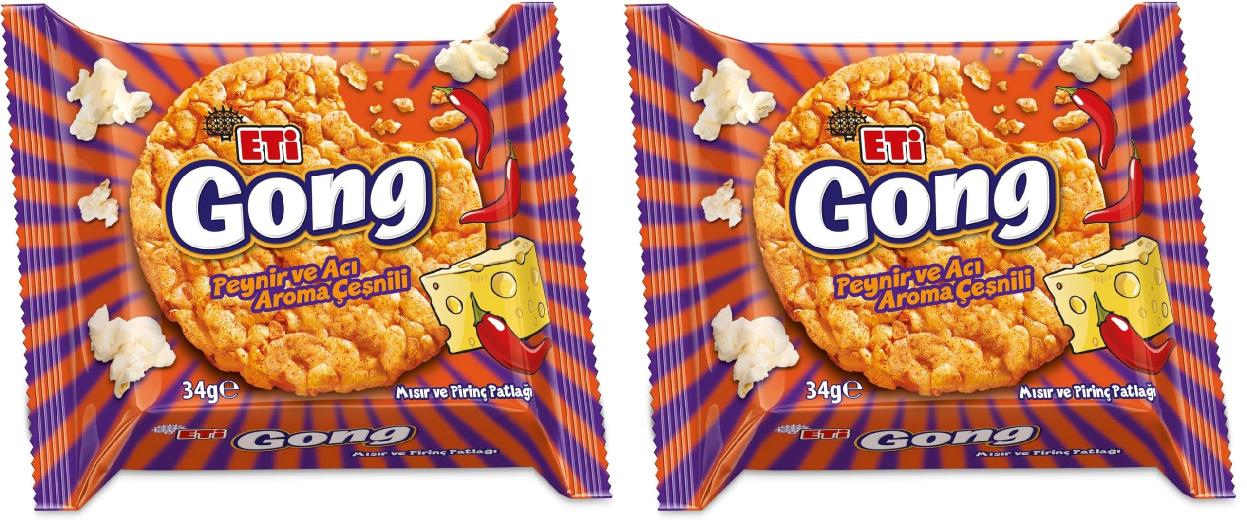 Eti Gong Peynir Baharatlı Mısır Patlağı 34 g 2li paket