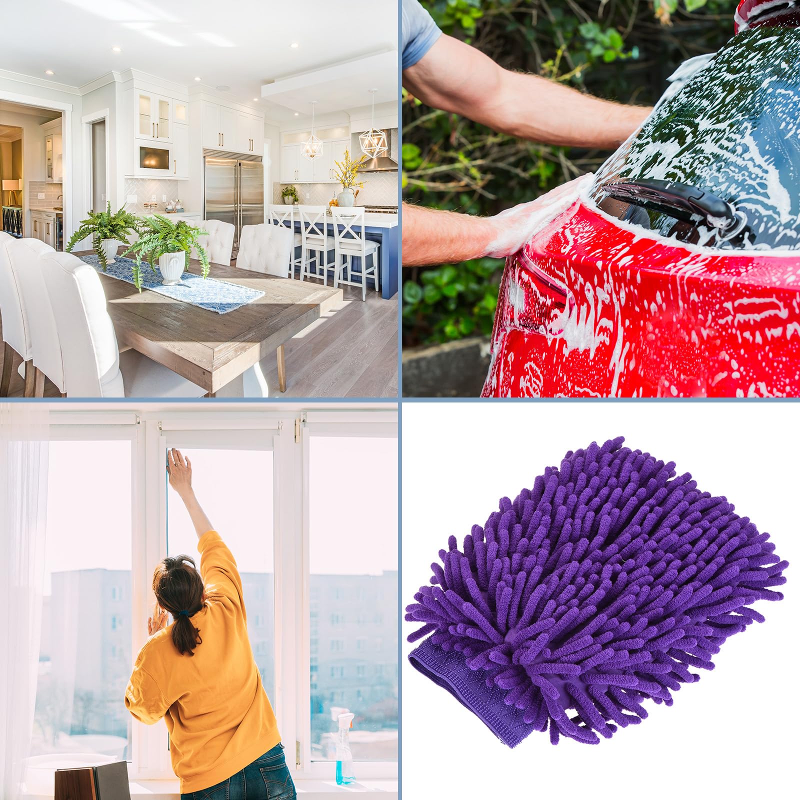 M METERXITY Microfiber Chenille Wash Mitt, Double Side Reusable Gloves for Cleaning Scratch-Free, Apply to Car Cleaning - Image 2